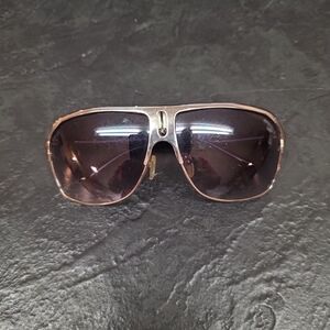 Khan Sunglasses KN-1027 CE Made In China Silver Metal Black Frames